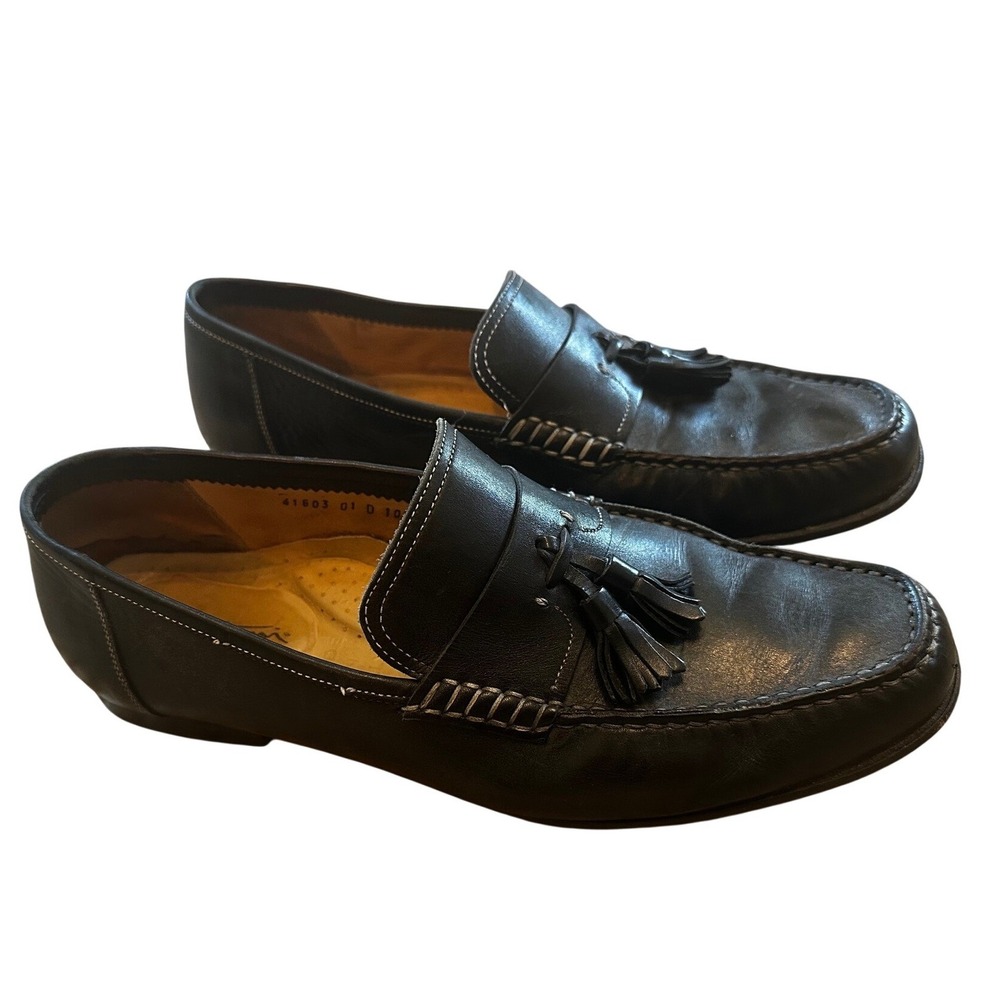 Sesto Meucci Black Leather Tassel Loafers Men's 10.5‎